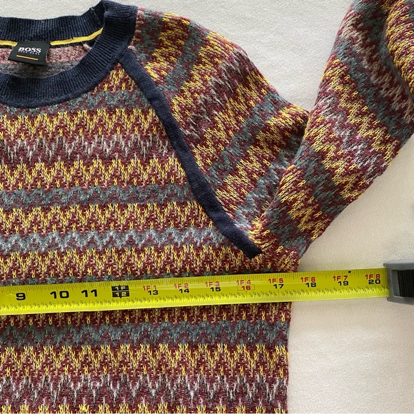 Hugo Boss Multicolor Crew Neck Sweater Size S Wool Blend Alpaca Cotton Fall - Picture 10 of 11